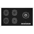 5 burner black glass gas stove - 90cm