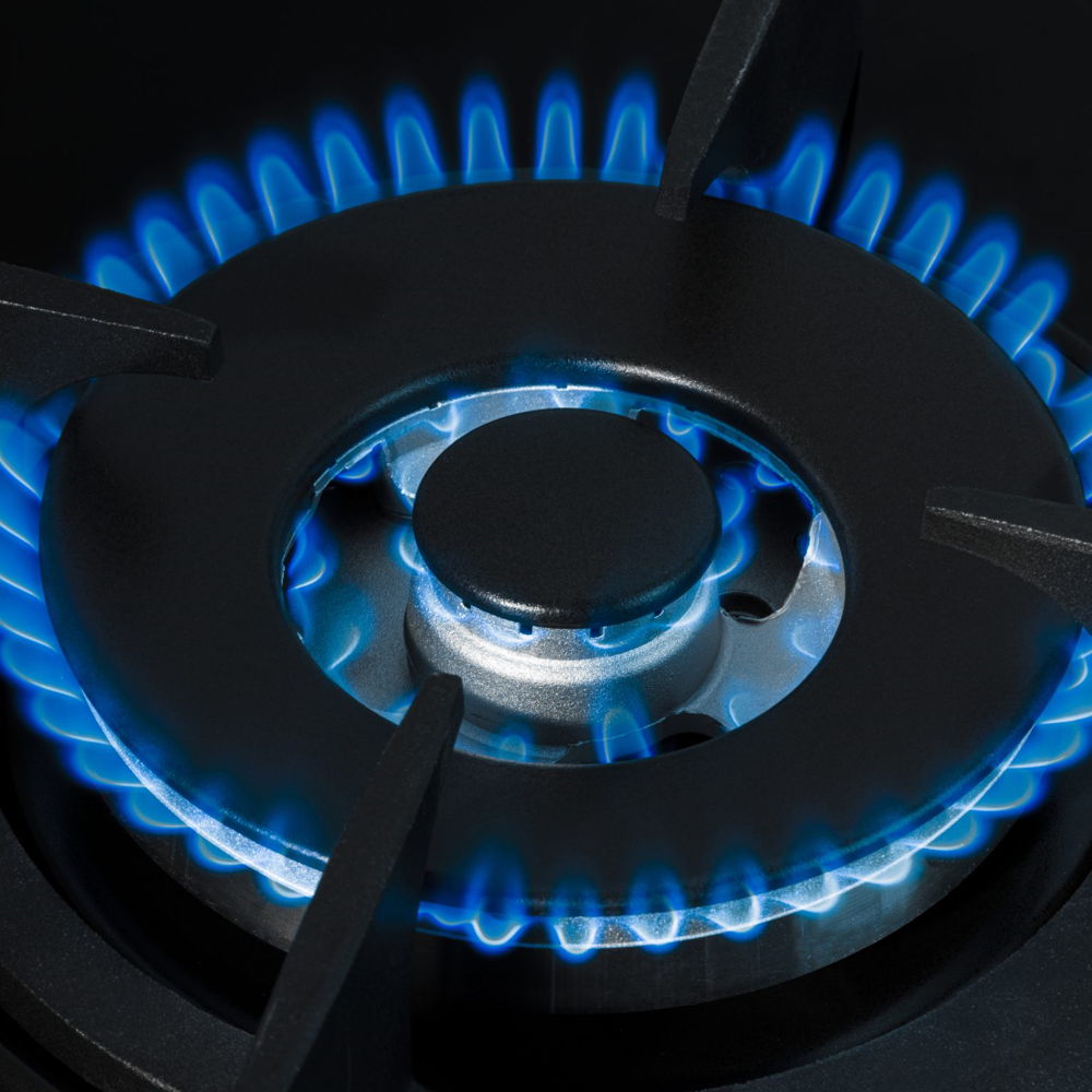 5 burner black glass gas stove - 90cm