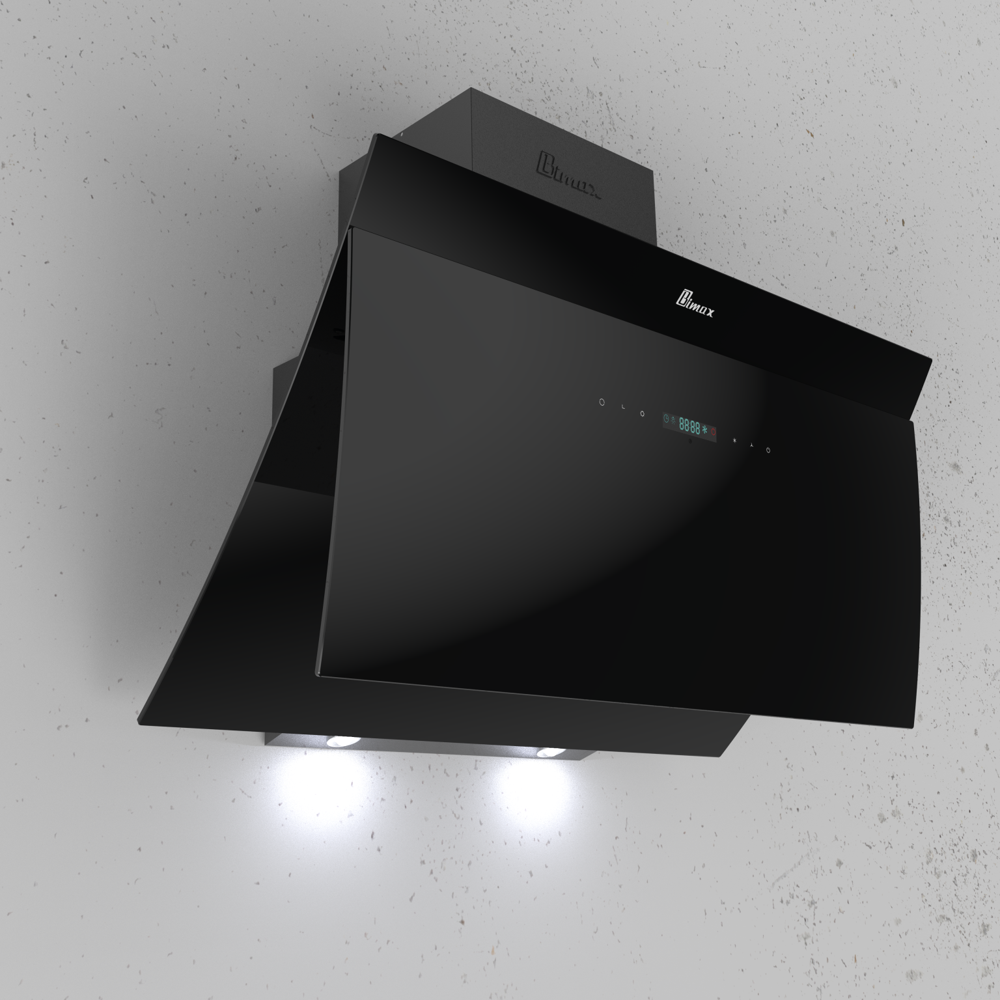 Wall Mount black glass hood - 60cm