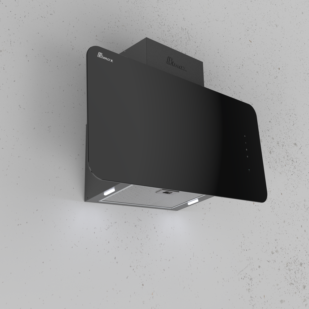 Wall Mount black glass hood - 90cm
