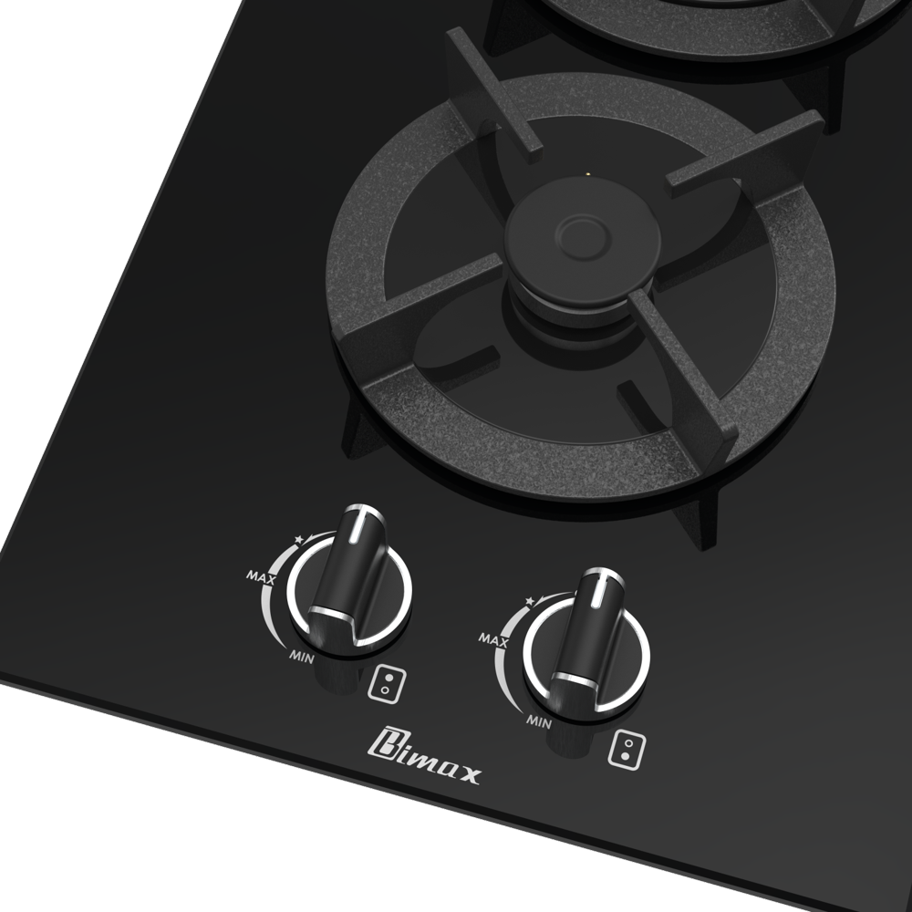 5 burner black glass gas stove - 30cm
