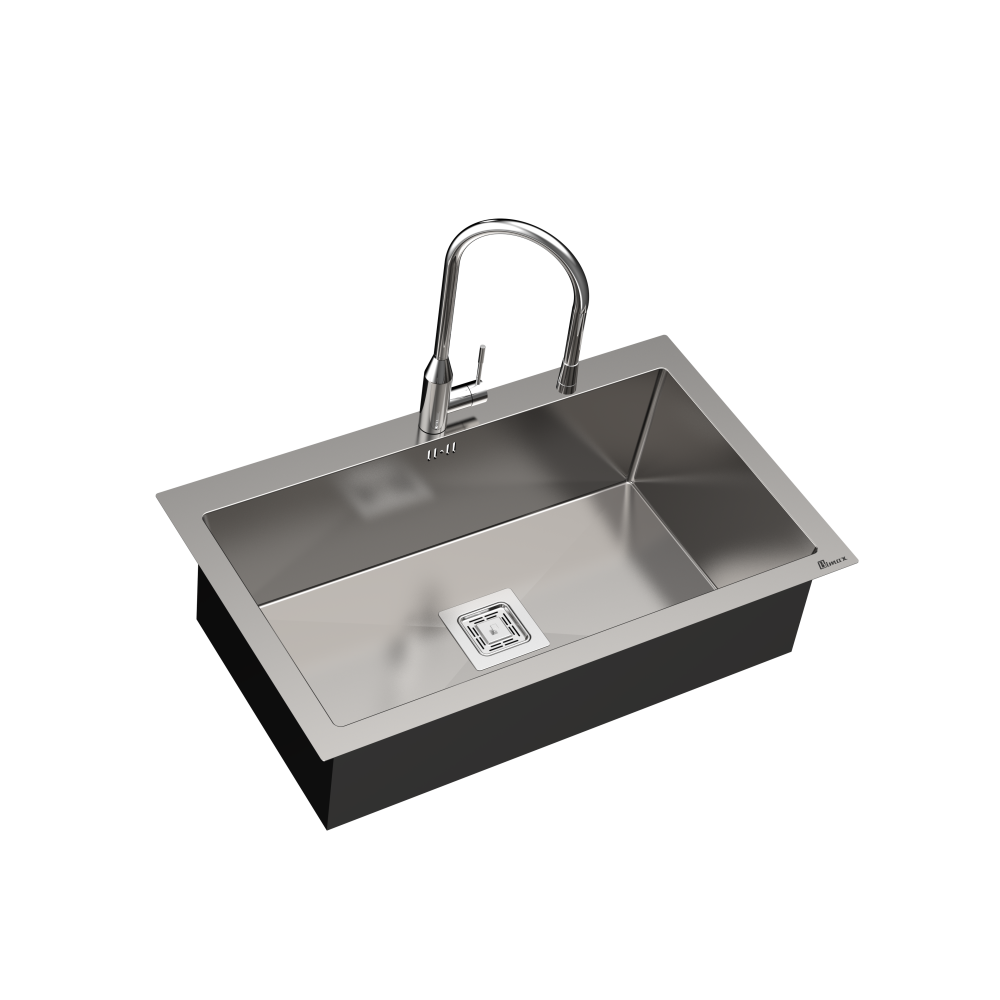 Single bowl stainless steel sink - 80 cm x 50 cm